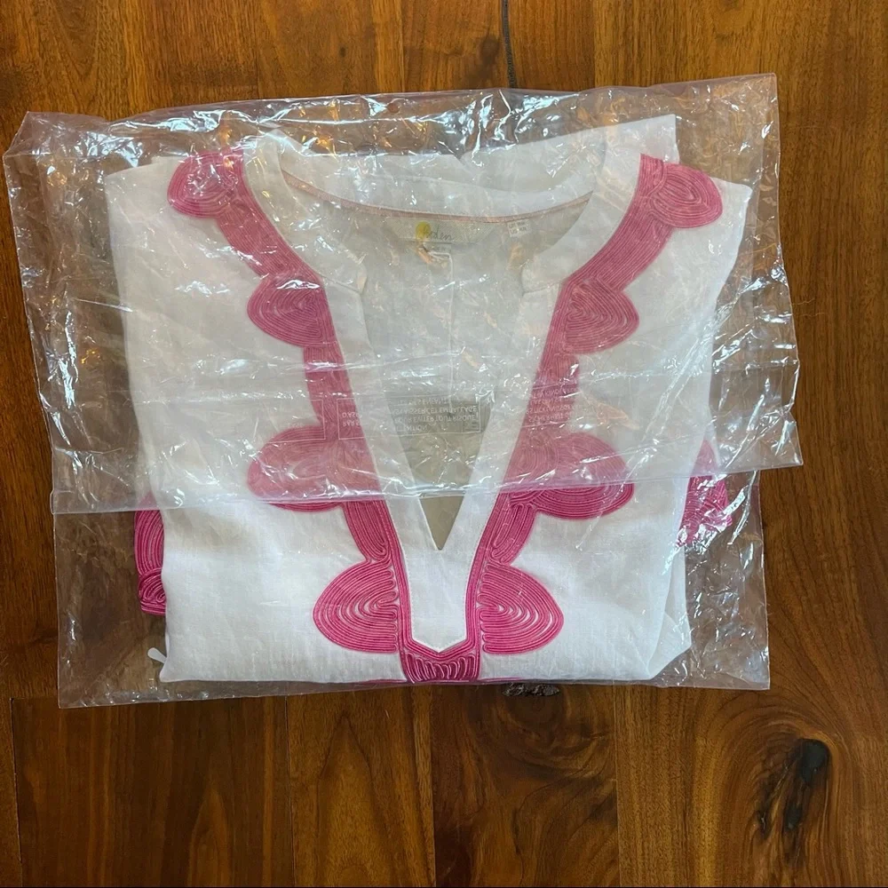 Boden Bella Embroidered Linen Dress Size US 4 Regular in White/Pink - Picture 8 of 9